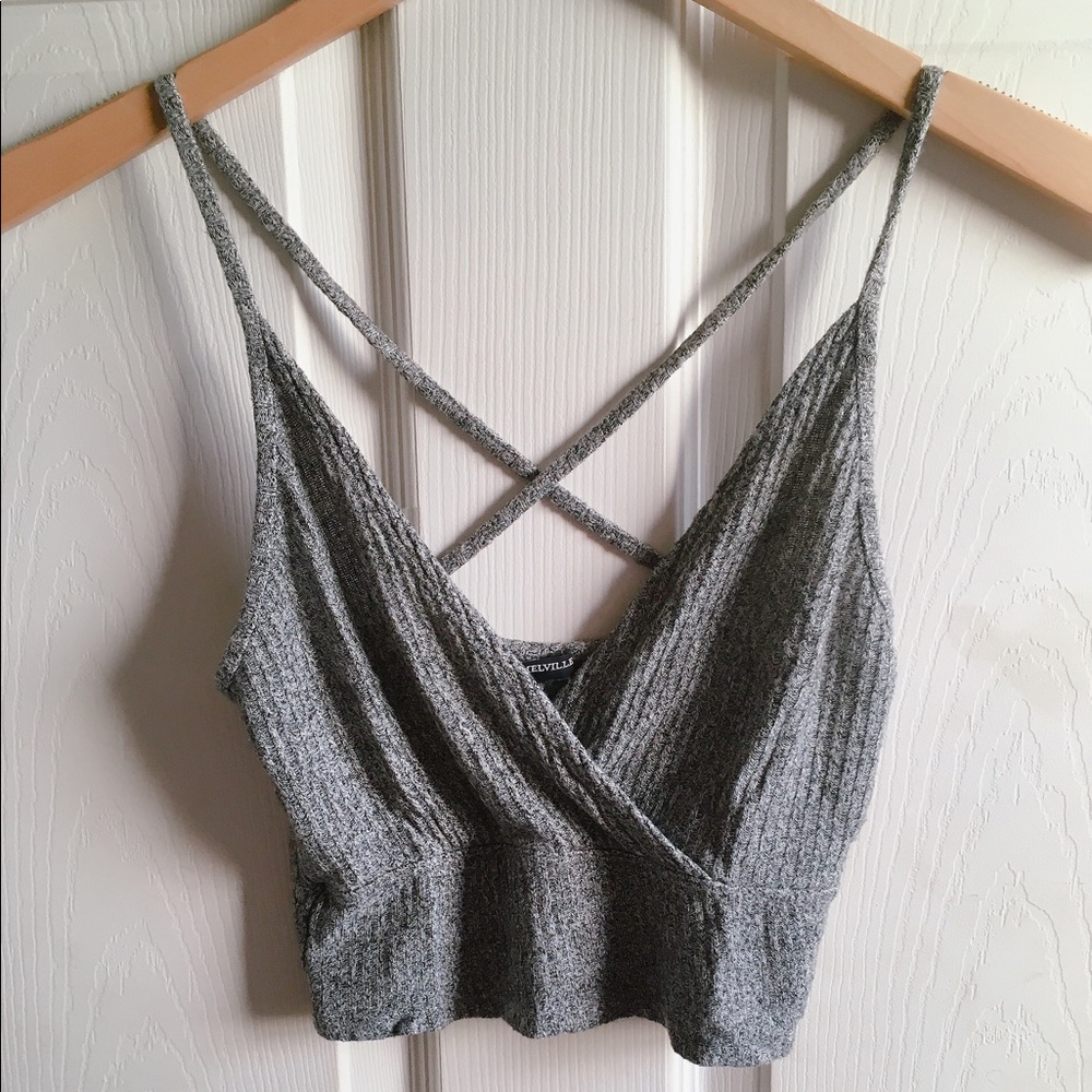 Brandy Melville salt & pepper grey knit Amara tank